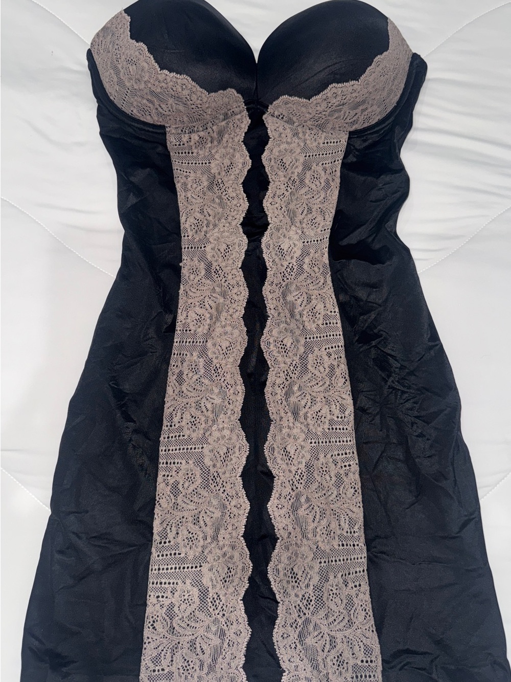 Victoria's Secret Black Strapless Dress with Taupe Lace